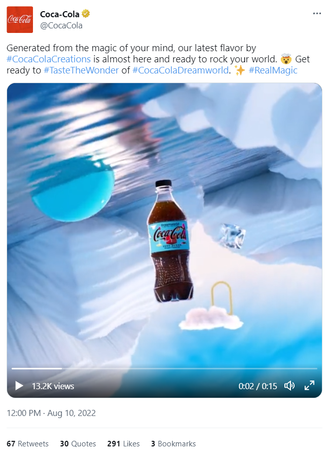Coca Cola creations twitter post